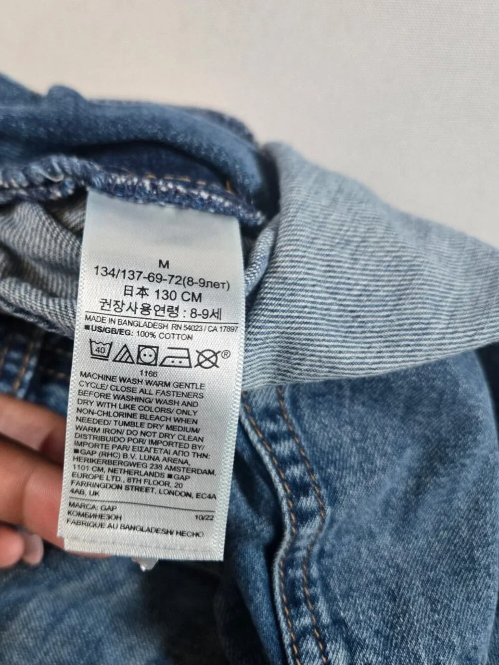 GAP Kids Denim Overalls M 8-9 Loose Medium Wash Distressed Bib Jeans 100% Cotton